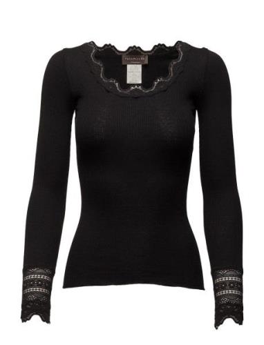 Silk T-Shirt W/ Lace Black Rosemunde