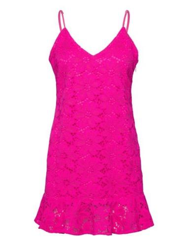 Lace Flounce Slip Dress Pink ROTATE Birger Christensen