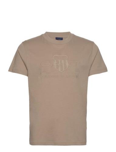 Reg Tonal Shield Ss T-Shirt Beige GANT