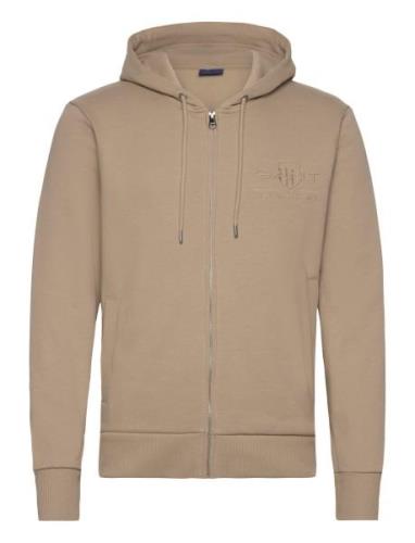 Reg Tonal Shield Full Zip Hoodie Beige GANT