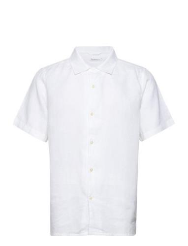 Box Fit Short Sleeved Linen Shirt G White Knowledge Cotton Apparel