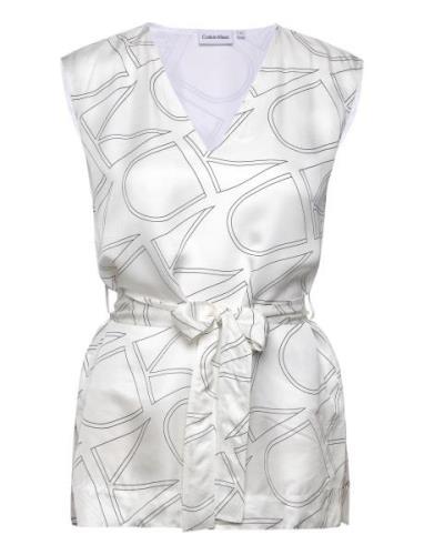 Monogram Belted Top White Calvin Klein