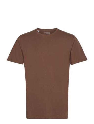 Slhaspen Ss O-Neck Tee W Brown Selected Homme