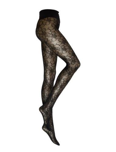 Maja Flower Tights Black Swedish Stockings