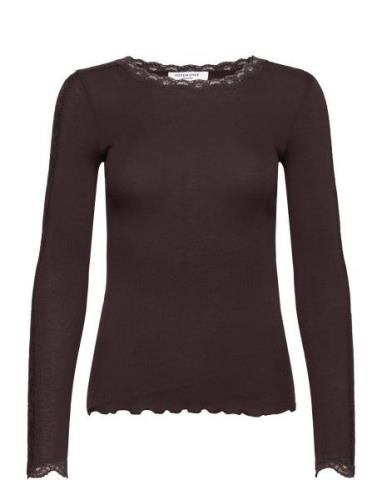 Organic T-Shirt W/ Lace Brown Rosemunde