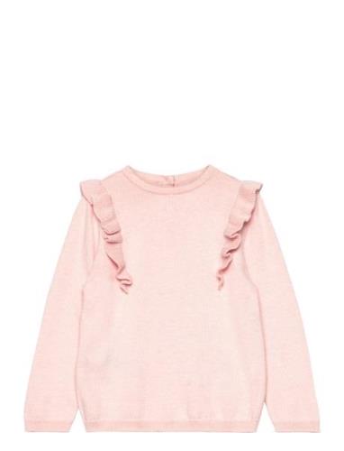 Ruffle Knitted Sweater Pink Mango
