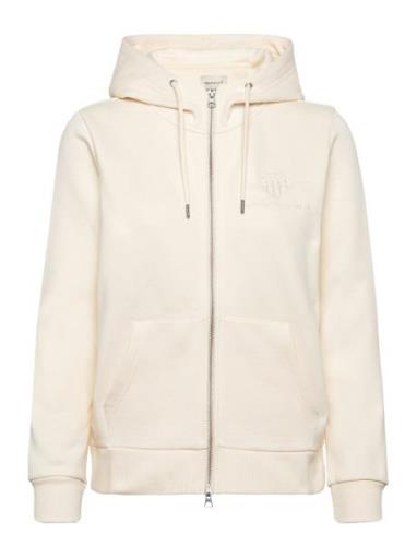 Reg Tonal Shield Zip Hoodie Cream GANT