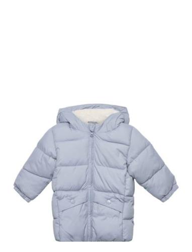 Padded Anorak With Shearling Lining Blue Mango