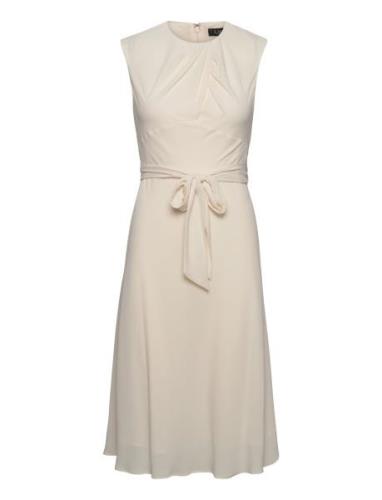 Bubble Crepe Cap-Sleeve Dress Cream Lauren Ralph Lauren