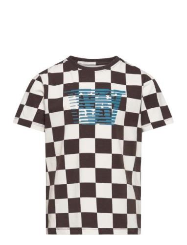 Ola Kids Checkered T-Shirt Patterned Wood Wood