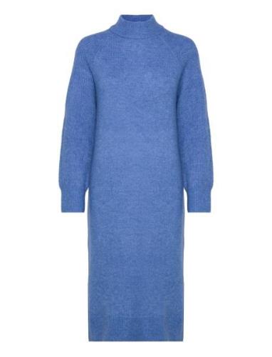 Slfrena Ls High Neck Knit Dress Camp Blue Selected Femme
