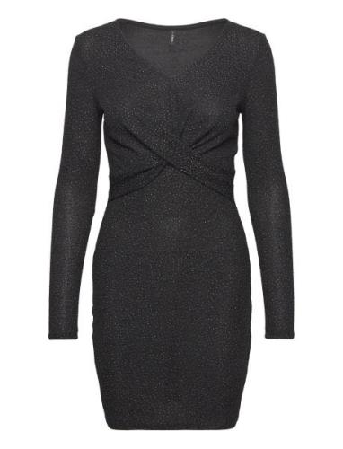 Onlqueen L/S V-Neck Glitter Dress Jrs Black ONLY