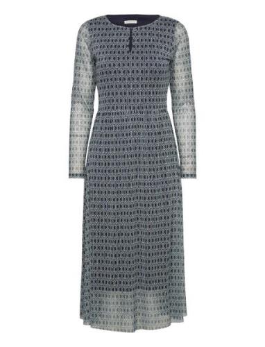 Printed Mesh Dress Navy Tom Tailor