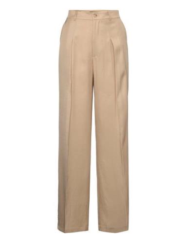 Pleated Twill Wide-Leg Trouser Beige Lauren Ralph Lauren