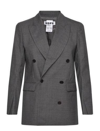 Built Up Double Breasted Blazer Grey Hope