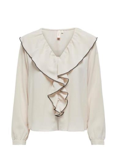 Onllise V-Neck Contrast Frill Shirt Wvn Cream ONLY