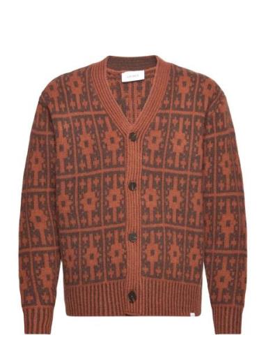 Ezra Heavy Jacquard Cardigan Brown Les Deux