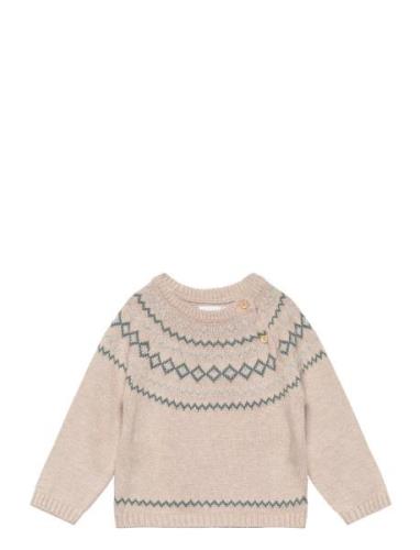 Contrasting Knit Sweater Beige Mango