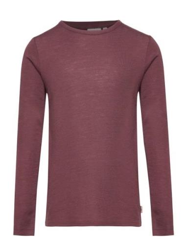 Wool T-Shirt Ls Burgundy Wheat