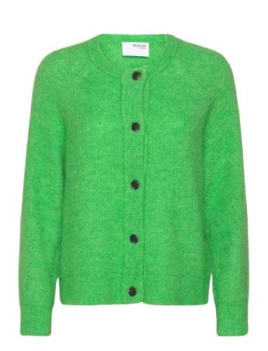 Slflulu Ls Knit Short Cardigan B Noos Green Selected Femme