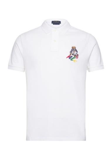 Custom Slim Fit Polo Bear Polo Shirt White Polo Ralph Lauren