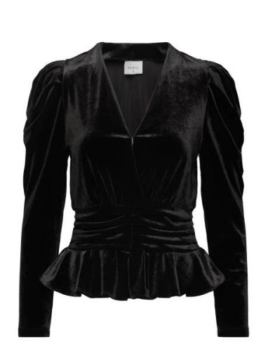 D6Smoke Velvet Peplum Top Black Dante6