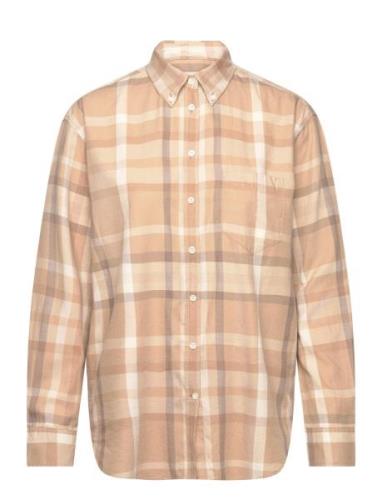 Relaxed Checked Flannel Bd Shirt Beige GANT
