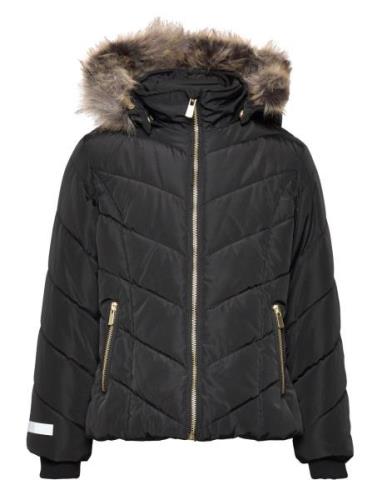 Jacket Hood W Fake Fur Black Lindex