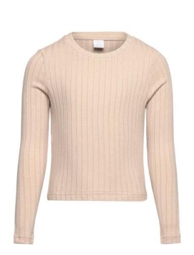 Top Rib Long Sleeve Beige Lindex