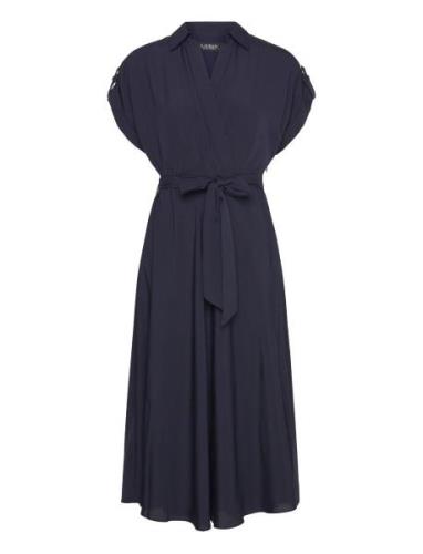 Belted Crepe Dress Navy Lauren Ralph Lauren