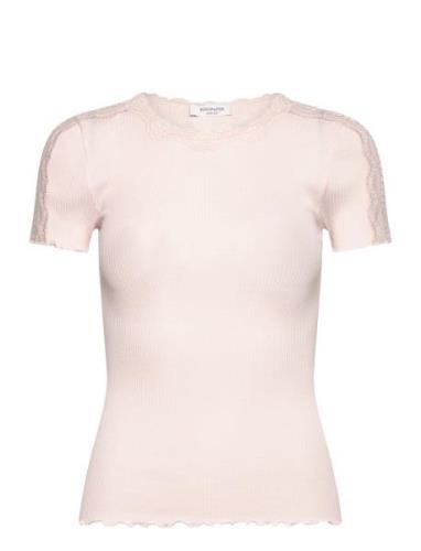 Silk T-Shirt W/ Lace Pink Rosemunde