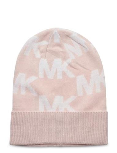 Over D Chess Mk Cuff Hat Pink Michael Kors Accessories