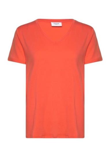 Adeliasz V-N T-Shirt Orange Saint Tropez