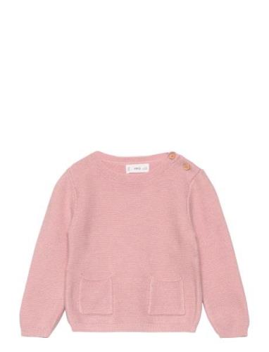 Knit Pockets Sweater Pink Mango