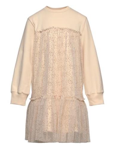 Dress Ls W. Gold Tulle Gold Huttelihut