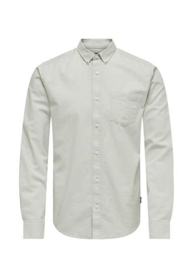 Onsremy Ls Reg Wash Oxford Shirt Grey ONLY & SONS
