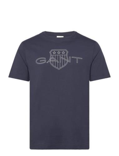 Logo Ss T-Shirt Blue GANT