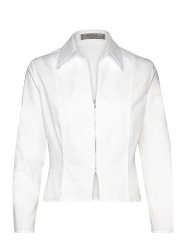 Fitted Cotton Zipper Shirt White Mango