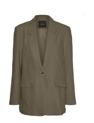 Vmverlucy Ls Linen Blazer Green Vero Moda