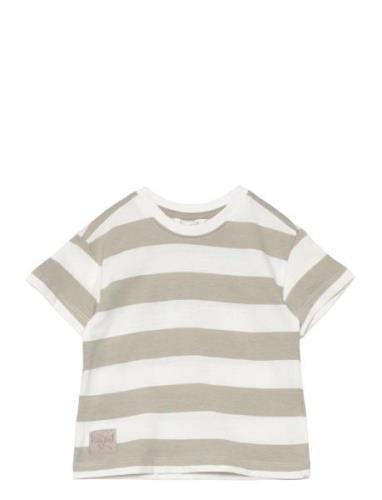 Striped T-Shirt With Drawing Beige Mango