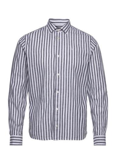 Jamie Cotton Linen Striped Shirt Ls Navy Clean Cut Copenhagen