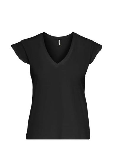 Onlmay S/S Frill V-Neck Top Box Jrs Black ONLY