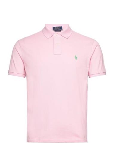 Custom Slim Fit Mesh Polo Shirt Pink Polo Ralph Lauren