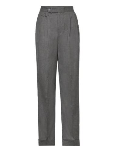 Pleated Wool Twill Straight Pant Grey Lauren Ralph Lauren