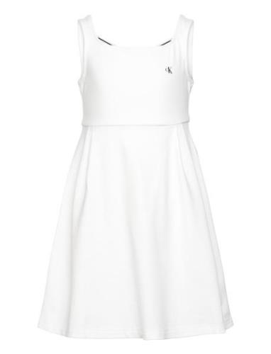 Back Logo Tape Fit Flare Dress White Calvin Klein