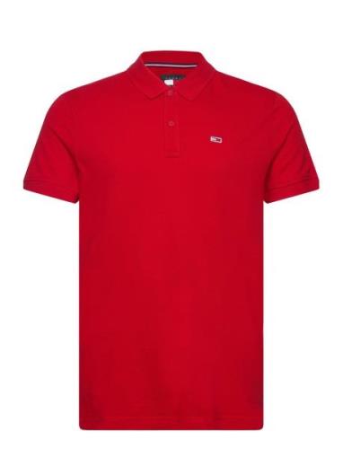 Tjm Slim Placket Polo Ext Red Tommy Jeans