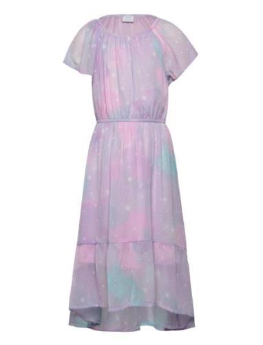 Dress Hi And Low Chiffon Aop Purple Lindex