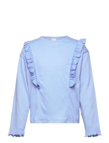 Top Long Sleeve Flounce Blue Lindex