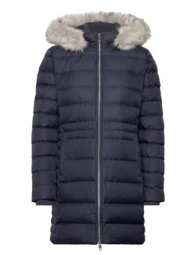 Tyra Down Coat With Fur Navy Tommy Hilfiger