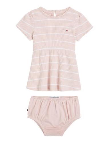 Baby Striped Rib Dress S/S Pink Tommy Hilfiger